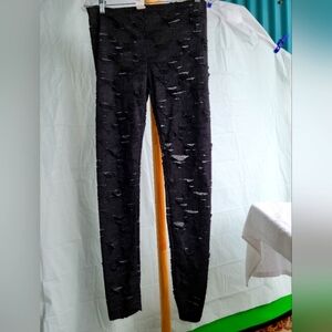 New Without Tags Shredded Black Leggings Tights Pants Large